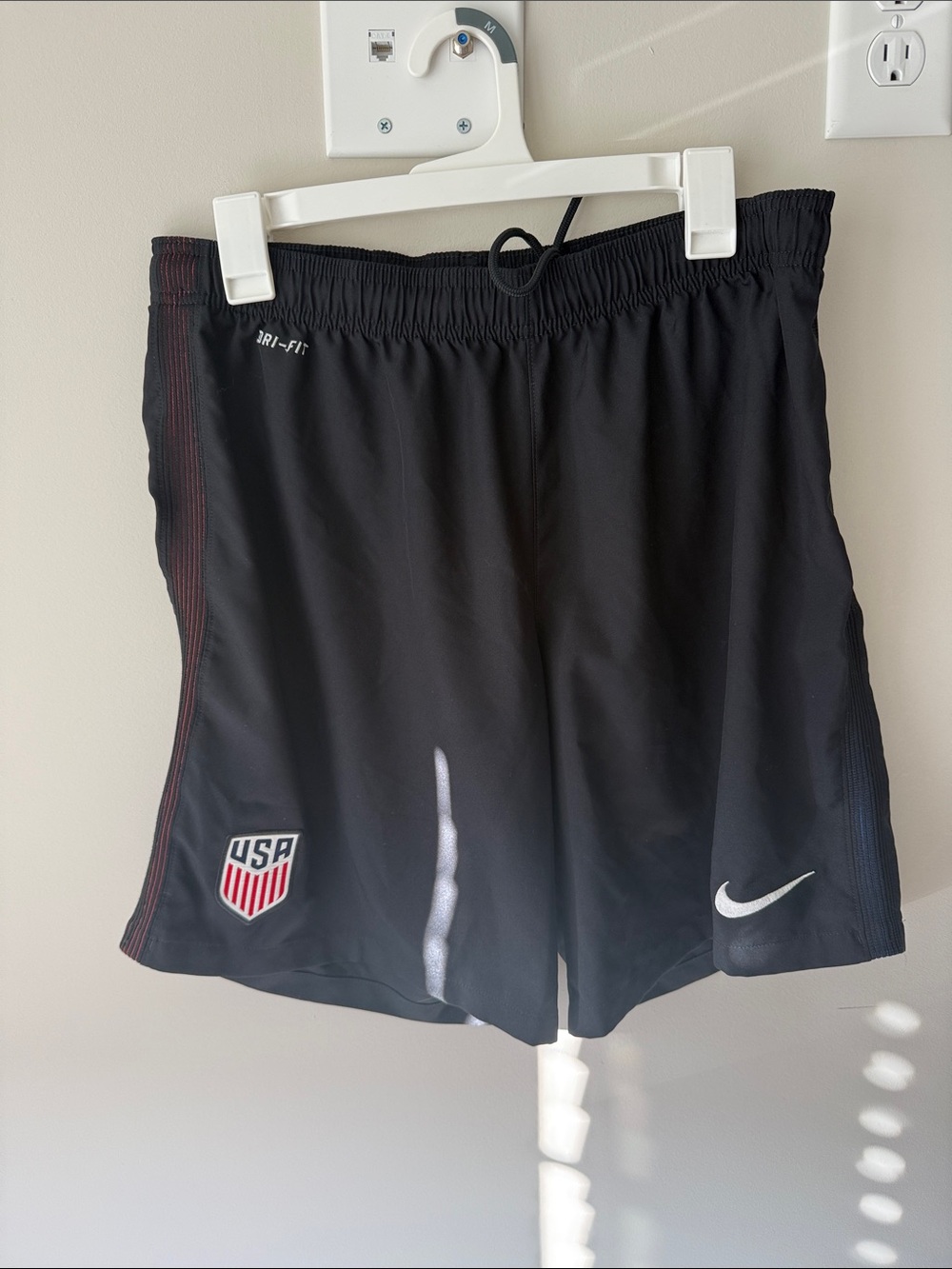 Nike Men’s Black USA Dri-FIT Athletic Shorts with White Swoosh